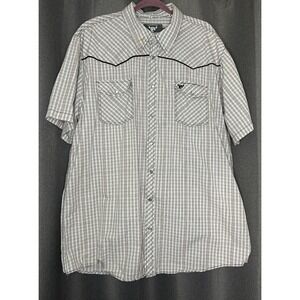 Cowboy Hardware‎ Western Shirt Men's XXL White Pearl Snap Rancher Short Sleeve